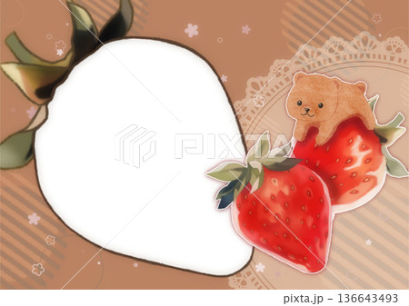 いちごとくまのかわいいフォトフレーム 136643493
