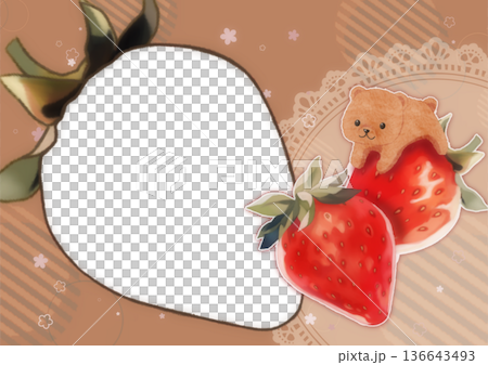 いちごとくまのかわいいフォトフレーム 136643493