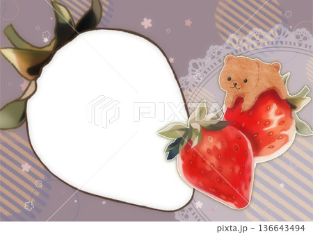 いちごとくまのかわいいフォトフレーム いちごとくまのかわいいフォトフレーム 136643494