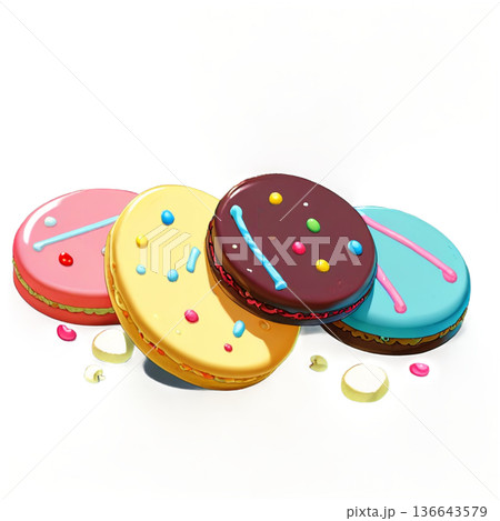 ホワイトデー、お菓子、マカロン、バレンタインデーのお返し、透過、ギフトボックス、ギフト、スイーツ 136643579