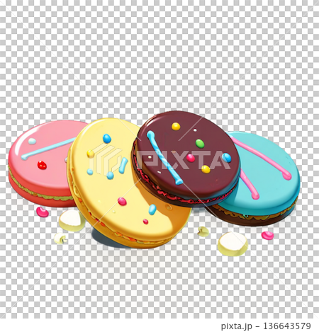 ホワイトデー、お菓子、マカロン、バレンタインデーのお返し、透過、ギフトボックス、ギフト、スイーツ 136643579