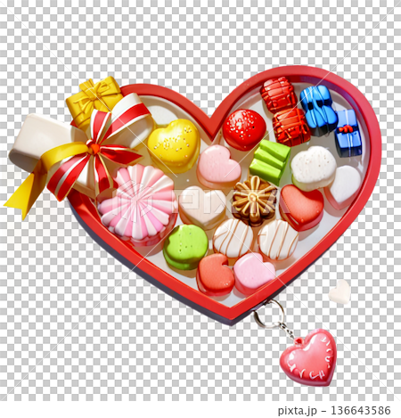 ホワイトデー、お菓子、マカロン、バレンタインデーのお返し、透過、ギフトボックス、ギフト、スイーツ 136643586