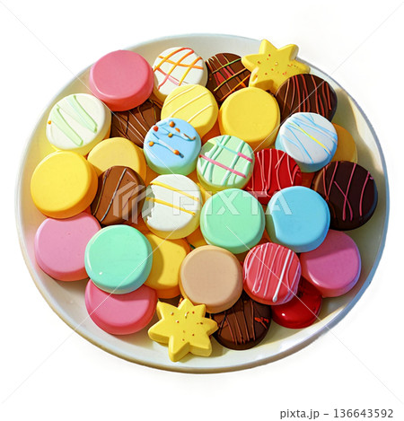 ホワイトデー、お菓子、マカロン、バレンタインデーのお返し、透過、ギフトボックス、ギフト、スイーツ 136643592