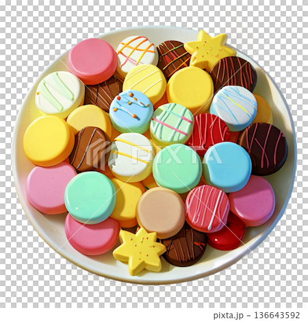 ホワイトデー、お菓子、マカロン、バレンタインデーのお返し、透過、ギフトボックス、ギフト、スイーツ 136643592