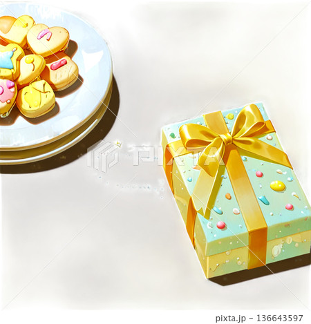 ホワイトデー、お菓子、マカロン、バレンタインデーのお返し、透過、ギフトボックス、ギフト、スイーツ 136643597