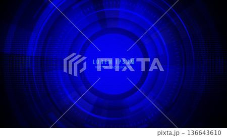Abstract futuristic blue background with concentric circles, dotted patterns, and glowing light elements Abstract futuristic blue background with concentric circles, dotted patterns, and glowing light elements 136643610