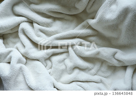 white soft fluffy blanket textile 136643848