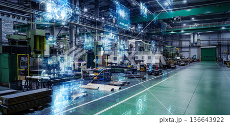 工作機械とデジタルテクノロジーのコンセプト 工作機械とデジタルテクノロジーのコンセプト 136643922