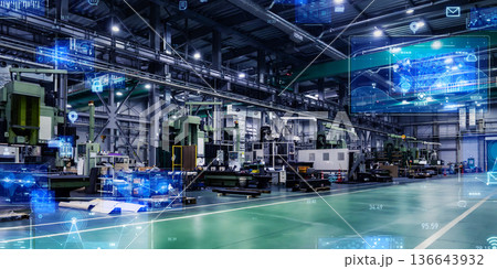 工場機械とデジタルテクノロジーのコンセプト 136643932
