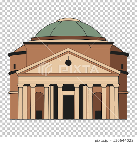 Highly Detailed Vector Illustration of the Pantheon in Rome with Classic Roman Dome and Corinthian Columns, Iconic Ancient Architecture and Historical Monument Highly Detailed Vector Illustration of the Pantheon in Rome with Classic Roman Dome and Corinthian Columns, Iconic Ancient Architecture and Historical Monument 136644022