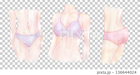 Watercolor illustration of women's underwear Watercolor illustration of women's underwear 136644024