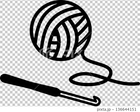 毛線球和鉤針插圖圖標 毛線球和鉤針插圖圖標 136644151