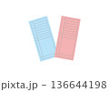 青と赤色の切符イメージ 136644198
