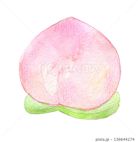 水彩イラスト 桃まんじゅう 水彩イラスト 桃まんじゅう 136644274