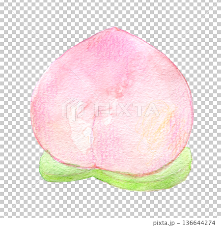 Watercolor illustration: Peach manju Watercolor illustration: Peach manju 136644274