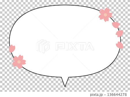 Cherry blossom decoration. Simple oval speech bubble (center tail). Cherry blossom decoration. Simple oval speech bubble (center tail). 136644278