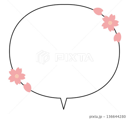 丸型 吹き出し桜のあしらい(中央しっぽ) 丸型 吹き出し桜のあしらい(中央しっぽ) 136644280