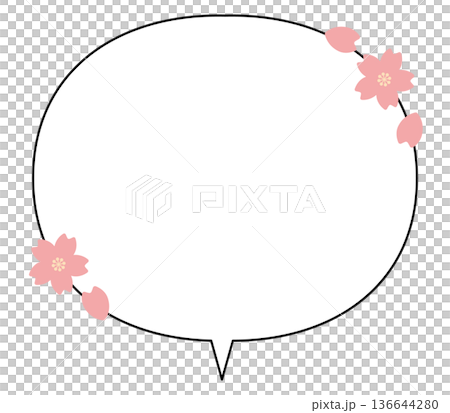 丸型 吹き出し桜のあしらい(中央しっぽ) 丸型 吹き出し桜のあしらい(中央しっぽ) 136644280