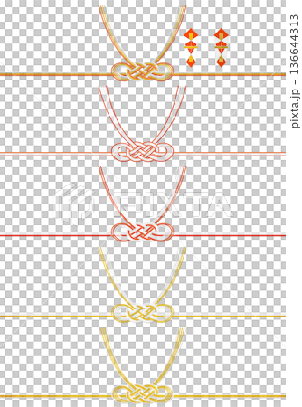 「花柳淡路結」水引和能紗剪紙，適用於慶祝活動和其他場合 136644313