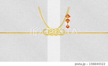 和モダンなおしゃれ和紙と、慶事・お祝用の「華やぎあわじ結び」の水引 136644322