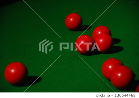 Billiard Balls on a Table 136644469
