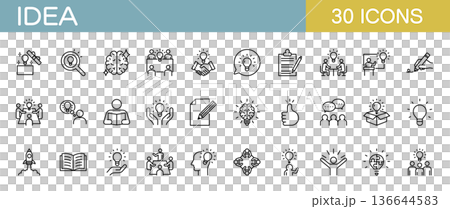 Icon set related to ideas, inspiration and business 136644583