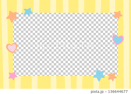 Yellow stripe pattern rectangle frame with star and heart for print, polaroid photo, ad template, social media, poster, book cover design, notepad, sticky note, memo, banners, border, postcard Yellow stripe pattern rectangle frame with star and heart for print, polaroid photo, ad template, social media, poster, book cover design, notepad, sticky note, memo, banners, border, postcard 136644677