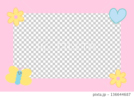 Pastel pink rectangle frame with butterfly, flowers, heart for animal print, polaroid photo, ad template, social media, poster, book cover, notepad, sticky note, memo, banners, border, postcard Pastel pink rectangle frame with butterfly, flowers, heart for animal print, polaroid photo, ad template, social media, poster, book cover, notepad, sticky note, memo, banners, border, postcard 136644687