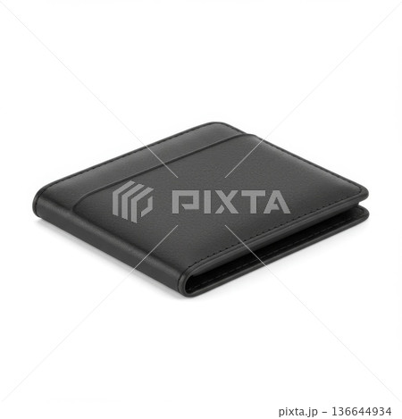 Black Leather Wallet on White Background 136644934