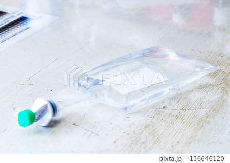 Healthcare setting showing infusion administration in progress with attention to detail 136646120