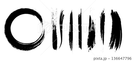 手描き和風インクブラシストローク 136647796