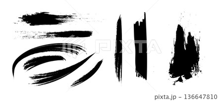 手描き和風インクブラシストローク 136647810