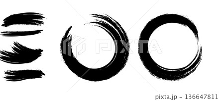 手描き和風インクブラシストローク 136647811