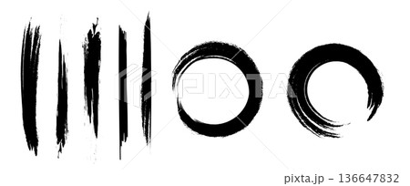 手描き和風インクブラシストローク 136647832