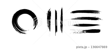 手描き和風インクブラシストローク 136647869