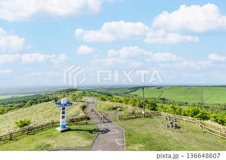 北海道中標津町　開陽台展望館から望む初夏の北海道の風景 136648607
