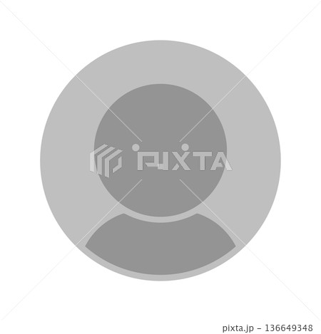 シンプルでおしゃれなデフォルトのユーザーの顔アイコン - グレーの背景の丸い未設定・匿名の人物の素材 シンプルでおしゃれなデフォルトのユーザーの顔アイコン - グレーの背景の丸い未設定・匿名の人物の素材 136649348