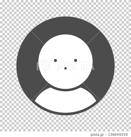 Simple and stylish default user icon - a minimalist face profile image in a black circle 136649350