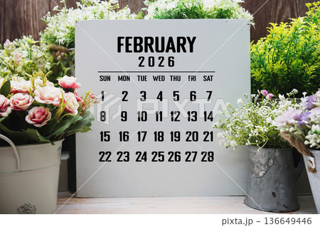 February 2026 annual monthly desk calendar for planning and management February 2026 annual monthly desk calendar for planning and management 136649446