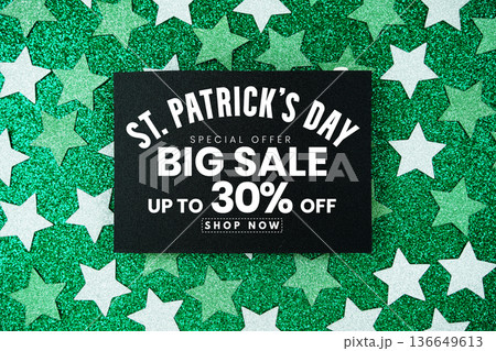 St. Patrick's Day Big Sale 30% off Promotion Offer Discount Retail Shopping Concept 136649613