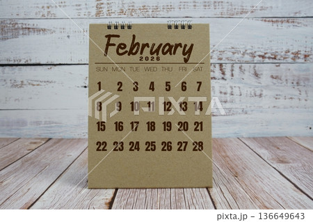 February 2026 annual monthly desk calendar for planning and management 136649643