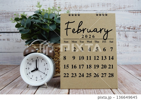 February 2026 annual monthly desk calendar for planning and management 136649645