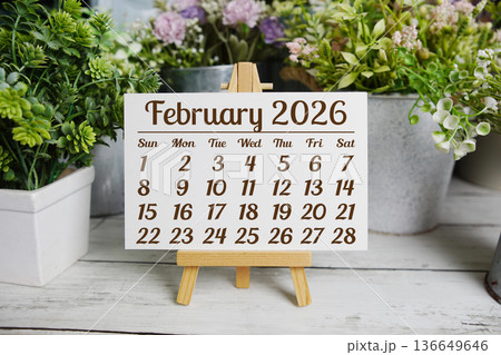 February 2026 annual monthly desk calendar for planning and management 136649646