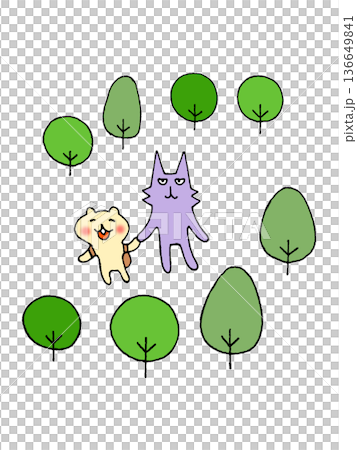 Cute illustrations of animals in the forest Cute illustrations of animals in the forest 136649841
