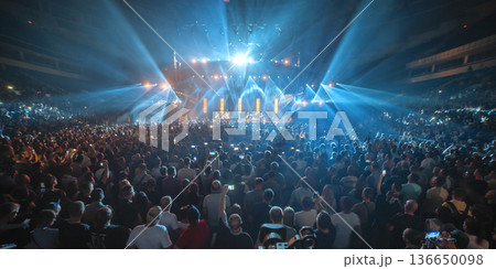 people having fun at a rock band concert 136650098