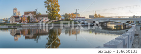 Svisloch river in the center of Minsk view of Nemiga 136650133