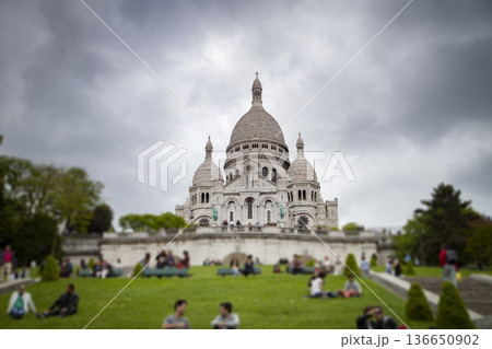 Basilica of Sacre Coeur on the hill of Montmartre in Paris 136650902