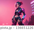 サイバー風の女性 136651226