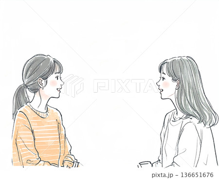 水彩画・手描き風の女性・女の子のイラスト素材 136651676