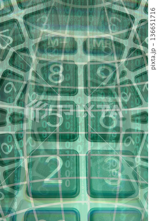 Abstract Financial Numbers Background.A distorted, view of calculator keys. A powerful visual concept for finance, economy, data, and complex mathematical calculations. Abstract Financial Numbers Background.A distorted, view of calculator keys. A powerful visual concept for finance, economy, data, and complex mathematical calculations. 136651716
